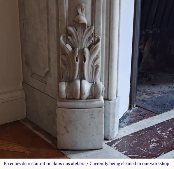 Louis XV style mantel richly carved in Carrara marble Louis XV style mantel richly carved in Carrara marble-6