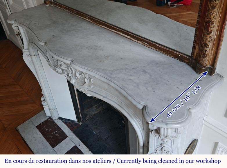 Louis XV style mantel richly carved in Carrara marble Louis XV style mantel richly carved in Carrara marble-13