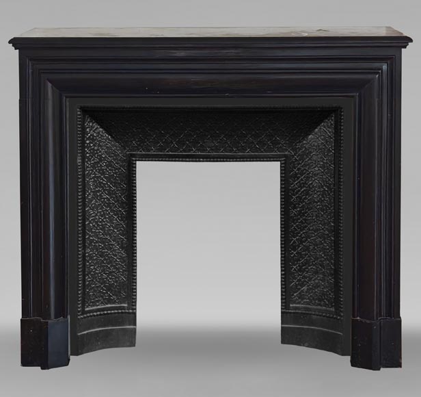 Louis XIV style mantel in fine black marble Louis XIV style mantel in fine black marble-0