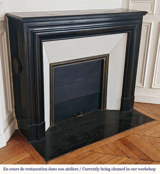 Louis XIV style mantel in fine black marble Louis XIV style mantel in fine black marble-2