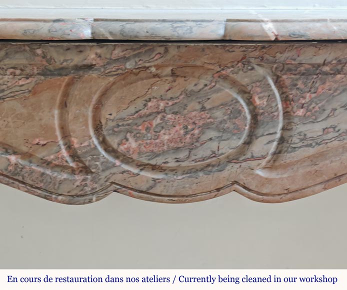 Louis XV style Pompadour flat mantel in Enjugerais marble Louis XV style Pompadour flat mantel in Enjugerais marble-1