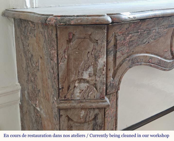 Louis XV style Pompadour flat mantel in Enjugerais marble Louis XV style Pompadour flat mantel in Enjugerais marble-3
