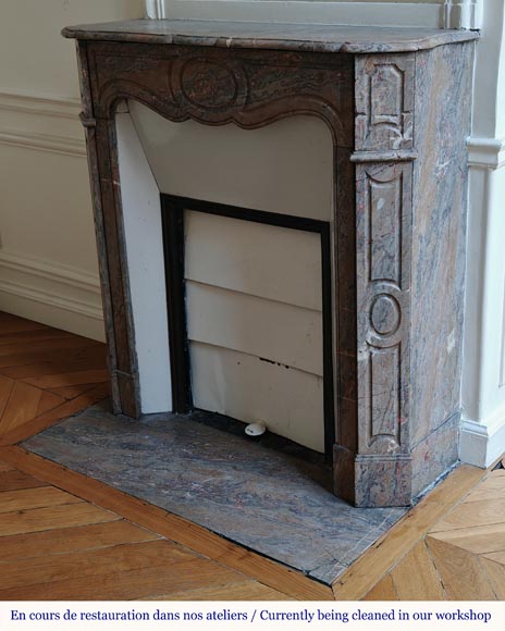 Louis XV style Pompadour flat mantel in Enjugerais marble Louis XV style Pompadour flat mantel in Enjugerais marble-5