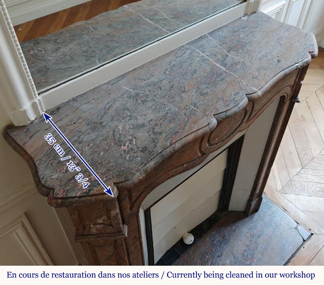 Louis XV style Pompadour flat mantel in Enjugerais marble Louis XV style Pompadour flat mantel in Enjugerais marble-9