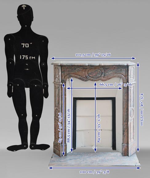 Louis XV style Pompadour flat mantel in Enjugerais marble Louis XV style Pompadour flat mantel in Enjugerais marble-10