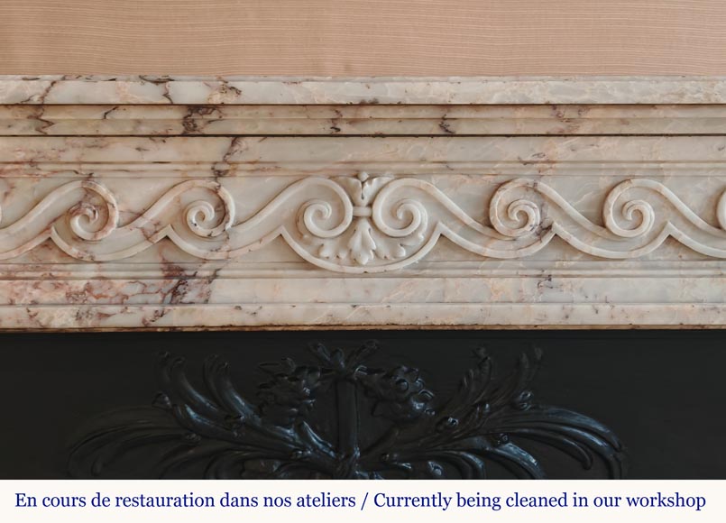 Louis XVI style mantel decorated with a Greek frieze carved in onyx Louis XVI style mantel decorated with a Greek frieze carved in onyx-1