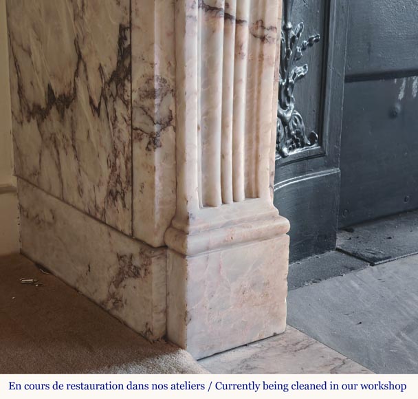 Louis XVI style mantel decorated with a Greek frieze carved in onyx Louis XVI style mantel decorated with a Greek frieze carved in onyx-6