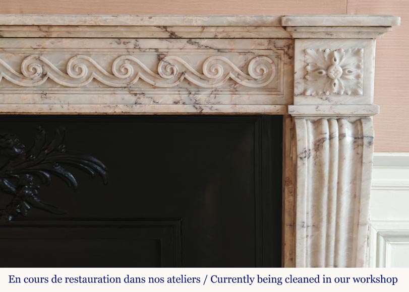 Louis XVI style mantel decorated with a Greek frieze carved in onyx Louis XVI style mantel decorated with a Greek frieze carved in onyx-8