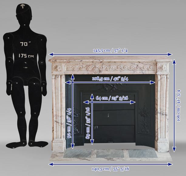 Louis XVI style mantel decorated with a Greek frieze carved in onyx Louis XVI style mantel decorated with a Greek frieze carved in onyx-12