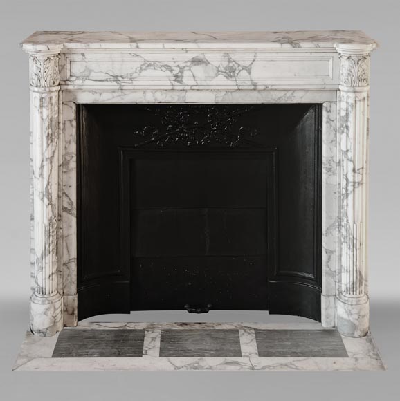 Louis XVI style Arabescato marble mantel with half-columns Louis XVI style Arabescato marble mantel with half-columns-0