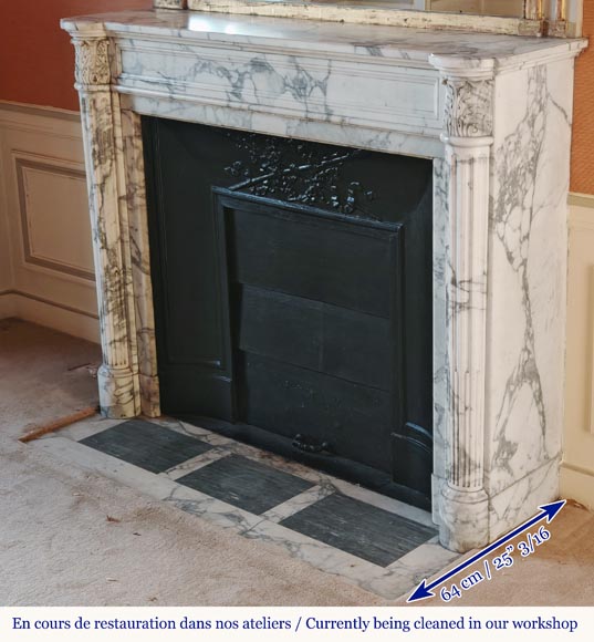 Louis XVI style Arabescato marble mantel with half-columns Louis XVI style Arabescato marble mantel with half-columns-5
