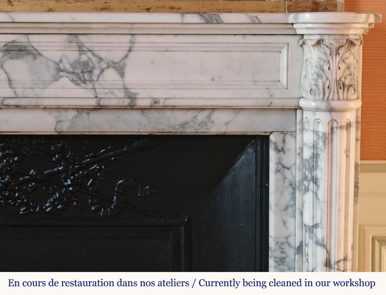Louis XVI style Arabescato marble mantel with half-columns Louis XVI style Arabescato marble mantel with half-columns-6