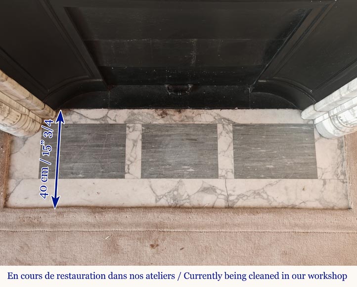 Louis XVI style Arabescato marble mantel with half-columns Louis XVI style Arabescato marble mantel with half-columns-8