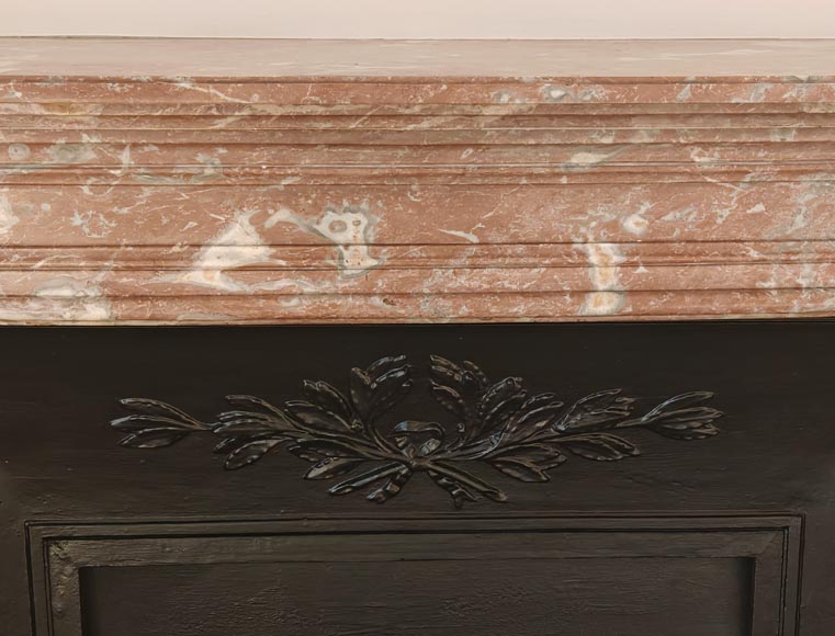 Louis XVI style curved mantel in Northern Red marble Louis XVI style curved mantel in Northern Red marble-1