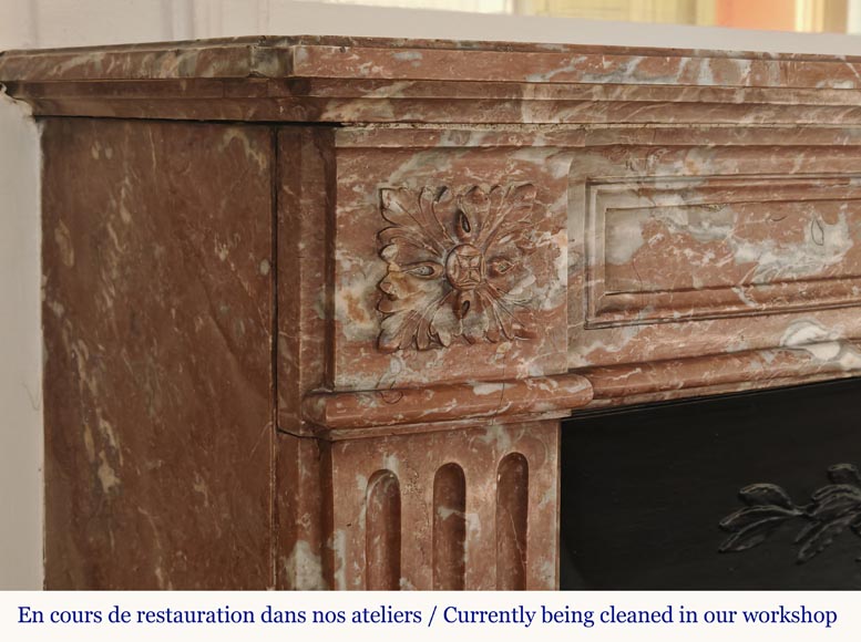 Louis XVI style curved mantel in Northern Red marble Louis XVI style curved mantel in Northern Red marble-3