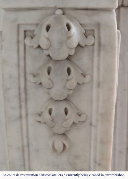 Louis XV style mantel in highly carved Carrara marble Louis XV style mantel in highly carved Carrara marble-10