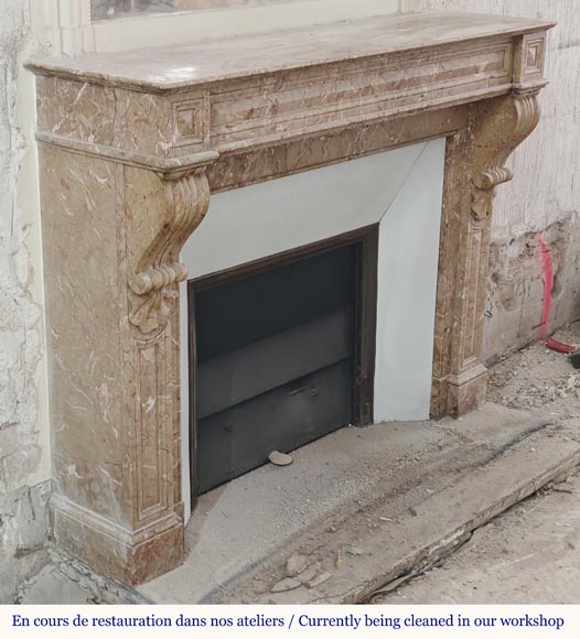 Napoleon III style mantel with Brocatelle marble modillions Napoleon III style mantel with Brocatelle marble modillions-2