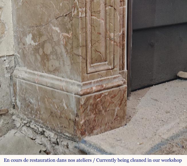 Napoleon III style mantel with Brocatelle marble modillions Napoleon III style mantel with Brocatelle marble modillions-3