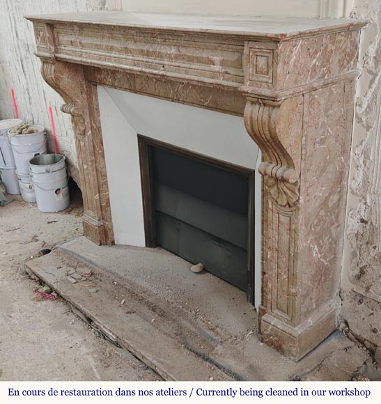 Napoleon III style mantel with Brocatelle marble modillions Napoleon III style mantel with Brocatelle marble modillions-4