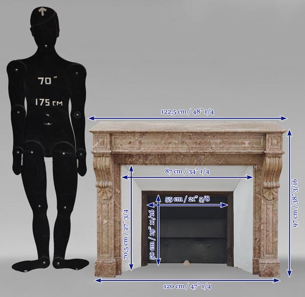 Napoleon III style mantel with Brocatelle marble modillions Napoleon III style mantel with Brocatelle marble modillions-8