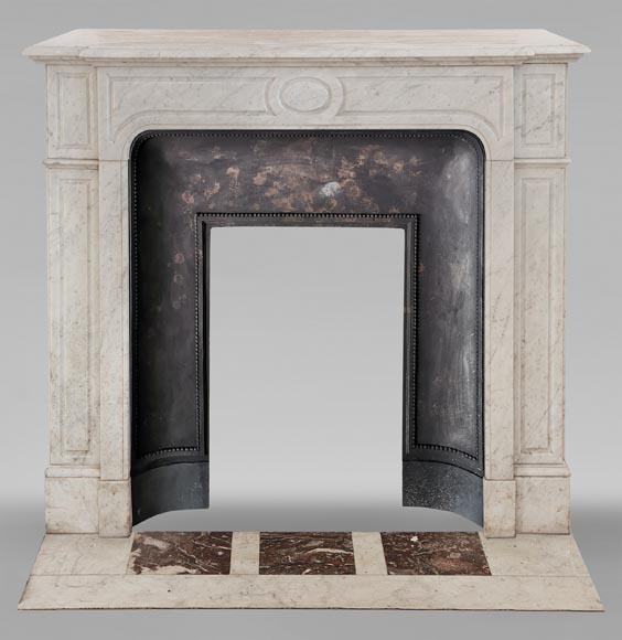 Carved Carrara marble mantel in the Louis XV style Carved Carrara marble mantel in the Louis XV style-0