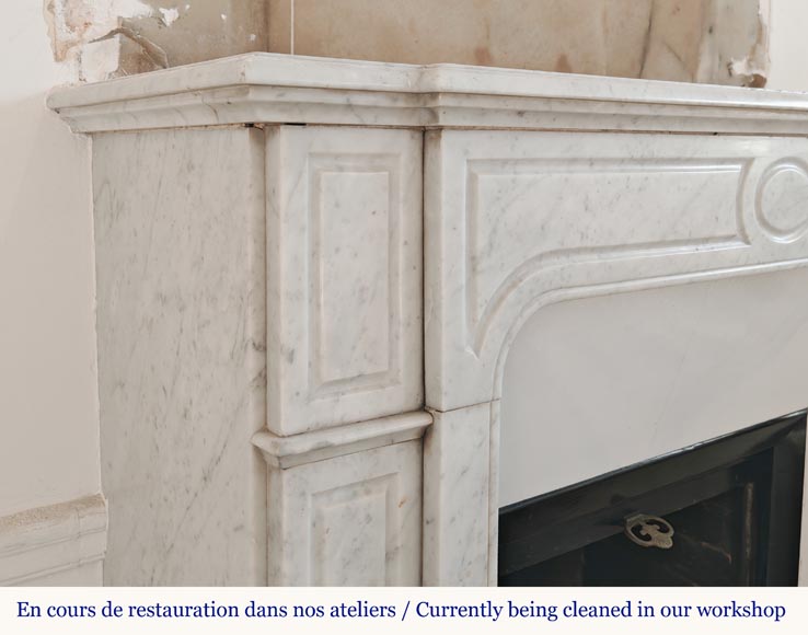 Carved Carrara marble mantel in the Louis XV style Carved Carrara marble mantel in the Louis XV style-3