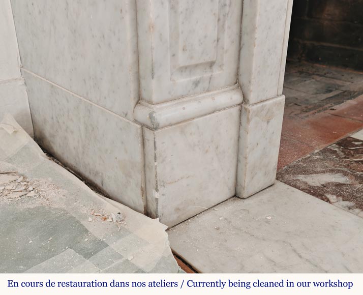 Carved Carrara marble mantel in the Louis XV style Carved Carrara marble mantel in the Louis XV style-4