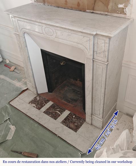 Carved Carrara marble mantel in the Louis XV style Carved Carrara marble mantel in the Louis XV style-5