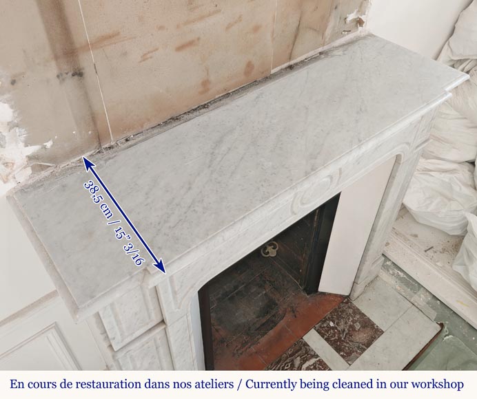 Carved Carrara marble mantel in the Louis XV style Carved Carrara marble mantel in the Louis XV style-9