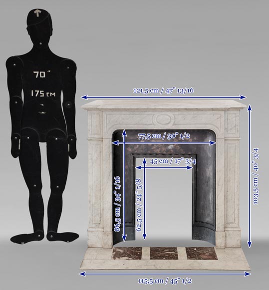 Carved Carrara marble mantel in the Louis XV style Carved Carrara marble mantel in the Louis XV style-10