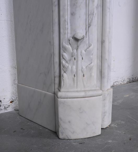 Louis XV style Carrara marble mantel with deeply carved entablature Louis XV style Carrara marble mantel with deeply carved entablature-9