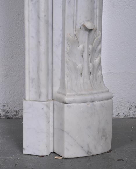 Louis XV style Carrara marble mantel with deeply carved entablature Louis XV style Carrara marble mantel with deeply carved entablature-12