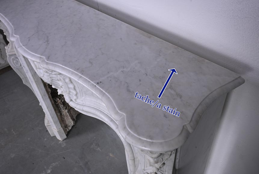 Louis XV style Carrara marble mantel with deeply carved entablature Louis XV style Carrara marble mantel with deeply carved entablature-14