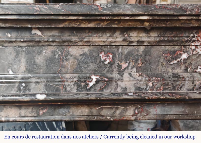 Louis XVI style molded marble mantel in Jourdan wood-1