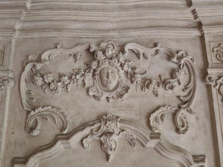 Louis XV period stone mantel with carved overmantel Louis XV period stone mantel with carved overmantel-1