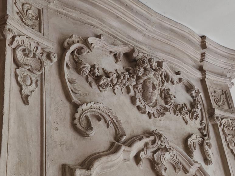 Louis XV period stone mantel with carved overmantel Louis XV period stone mantel with carved overmantel-3