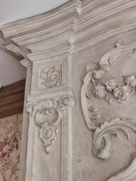 Louis XV period stone mantel with carved overmantel Louis XV period stone mantel with carved overmantel-5