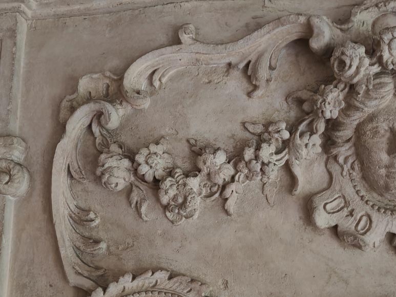 Louis XV period stone mantel with carved overmantel Louis XV period stone mantel with carved overmantel-6