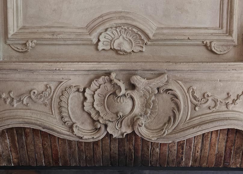 Louis XV period stone mantel with carved overmantel Louis XV period stone mantel with carved overmantel-9