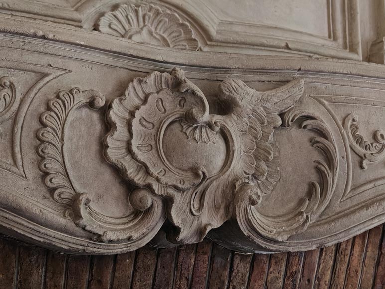 Louis XV period stone mantel with carved overmantel Louis XV period stone mantel with carved overmantel-10