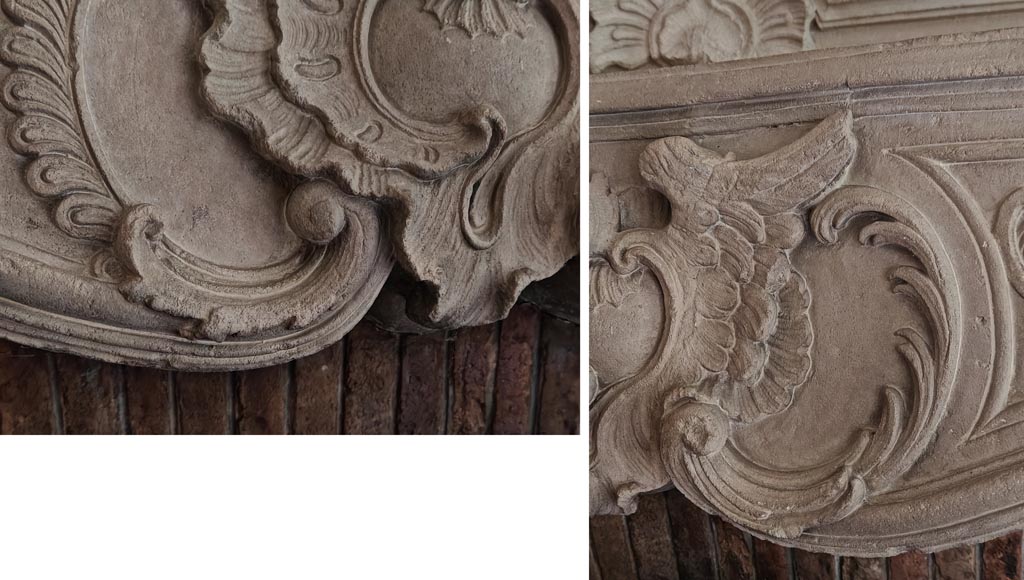 Louis XV period stone mantel with carved overmantel Louis XV period stone mantel with carved overmantel-12