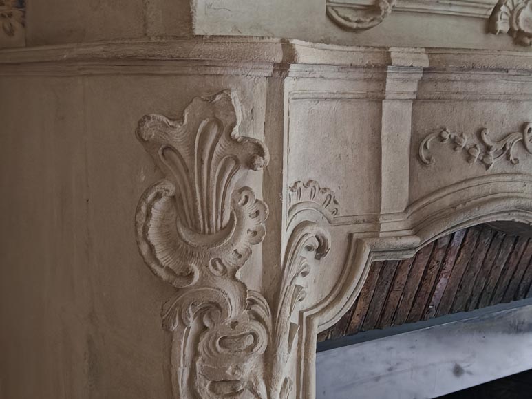 Louis XV period stone mantel with carved overmantel Louis XV period stone mantel with carved overmantel-14
