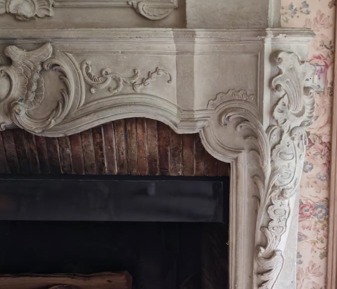 Louis XV period stone mantel with carved overmantel Louis XV period stone mantel with carved overmantel-18