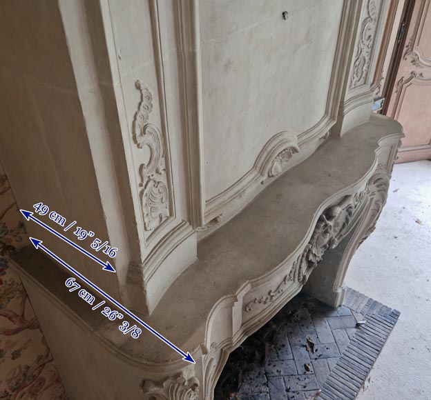 Louis XV period stone mantel with carved overmantel Louis XV period stone mantel with carved overmantel-21