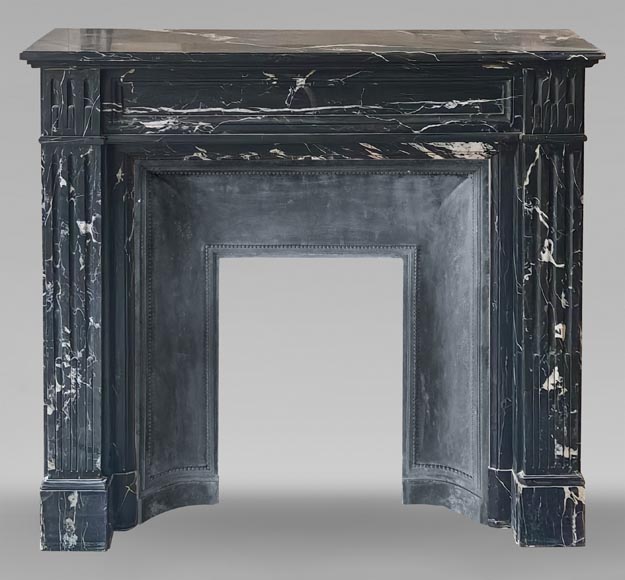 Louis XVI style molded black Marquina marble mantel Louis XVI style molded black Marquina marble mantel-0