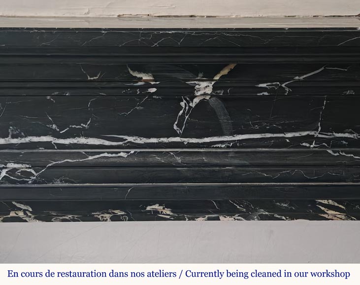 Louis XVI style molded black Marquina marble mantel Louis XVI style molded black Marquina marble mantel-1