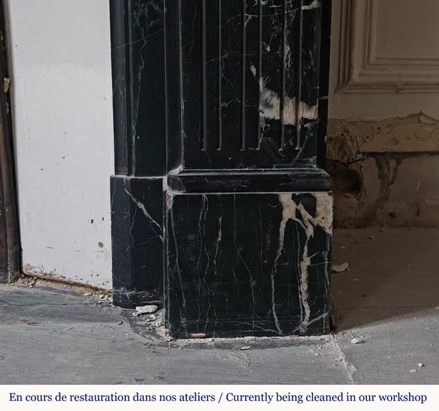 Louis XVI style molded black Marquina marble mantel Louis XVI style molded black Marquina marble mantel-7