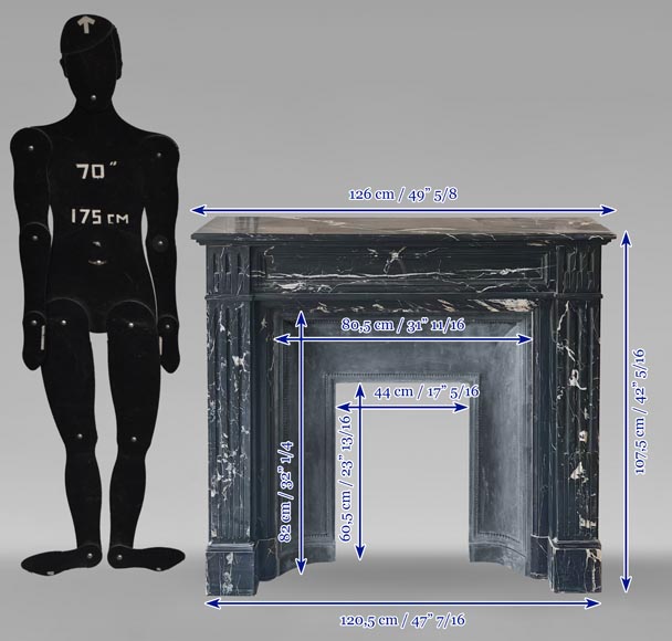 Louis XVI style molded black Marquina marble mantel Louis XVI style molded black Marquina marble mantel-9