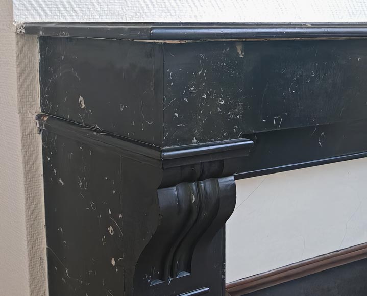 Napoleon III style mantel with black speckled marble modillions Napoleon III style mantel with black speckled marble modillions-3
