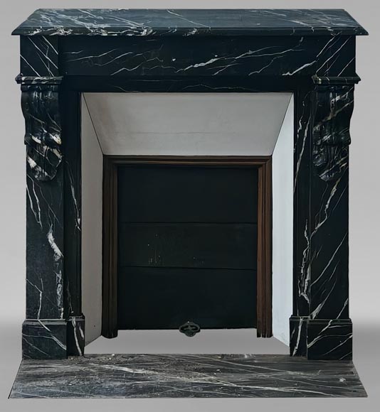 Napoleon III style mantel with black Marquina marble modillions Napoleon III style mantel with black Marquina marble modillions-0